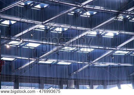 Fragment Of Light-transmitting Ceiling With Built-in Windows In Industrial, Public Or Administrative
