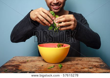Happy Man Tossing Salad