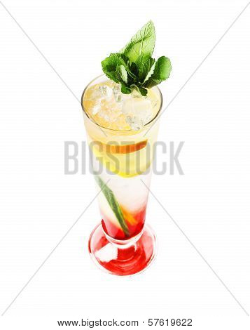 cold alcoholic cocktails in the glass (white background)