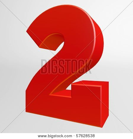 Red Number Two On White Background