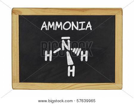 chemical formula of ammonia on a blackboard
