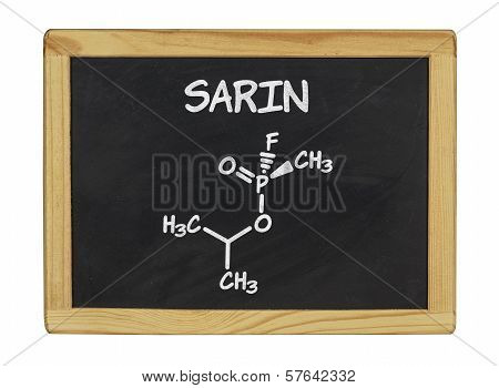 chemical formula of sarin on a blackboard