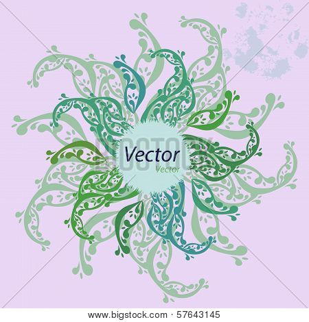Vector ornamental oriental green background with tiny elements