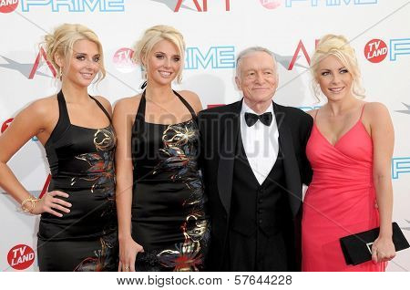 Karissa Shannon and Kristina Shannon with Hugh Hefner and Crystal Harris  at the 37th Annual AFI Lifetime Achievement Awards. Sony Pictures Studios, Culver City, CA. 06-11-09