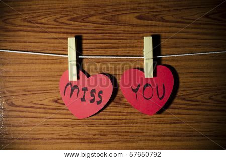 Red Heart On Wood Background