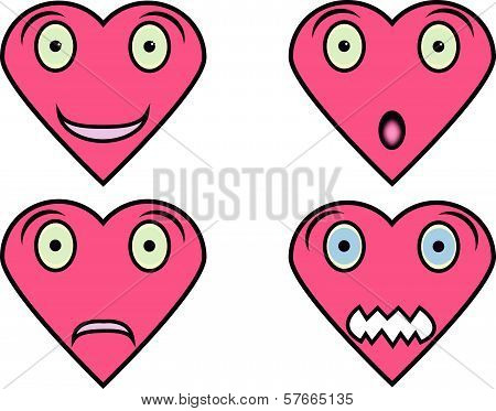 Heart Shaped faces with different expressions