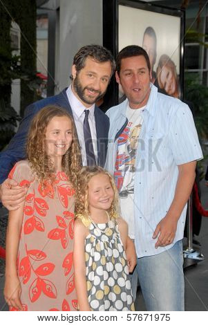 Judd Apatow and Adam Sandler with Maude Apatow and Iris Apatow at the World Premiere of 'Funny People'. Arclight Hollywood, Hollywood, CA. 07-20-09