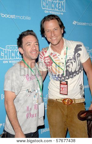 David Faustino and Corin Nemec  at Robot Chicken's Skate Party Bus Tour. Skateland, Northridge, CA. 08-01-09