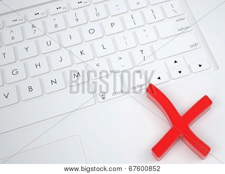 Red stop sign on the keyboard