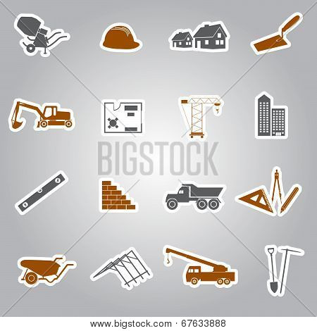 construction stickers set eps10