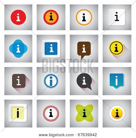 Info Or Information Vector Icons Set On Speech Bubbles Or Chat Signs