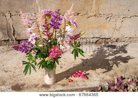 still life bouquet with lupines