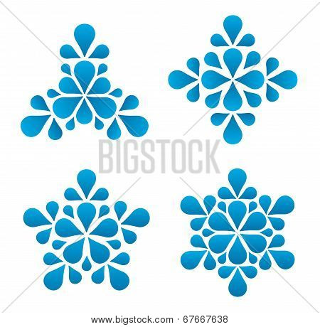 Snowflakes from water droplets. Symbol.