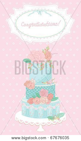 Holiday Cake. Greeting Card. Wedding Card. Wedding Invitation.