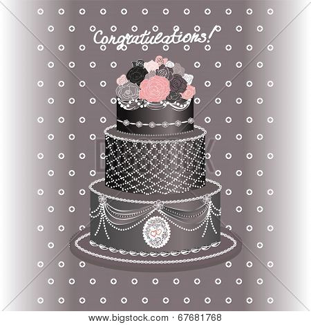 Greeting Card. Wedding Card. Wedding Invitation. Holiday Cake.
