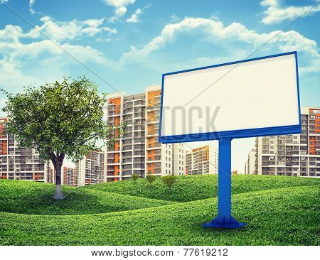 Blank billbord and tree