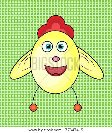 Chicken on dotted background