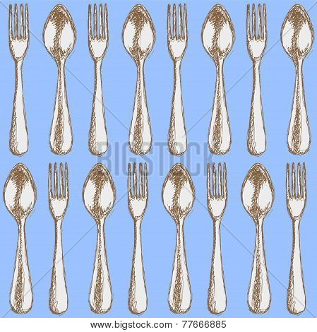 Sketch Utencil  In Vintage Style