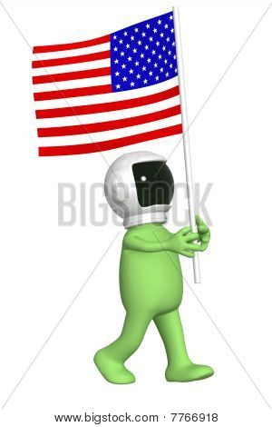 Astronaut mit der amerikanischen Flagge