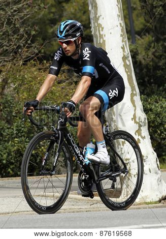 BARCELONA - MARCH, 29: Leopold Konig of Team Sky rides during the Tour of Catalonia cycling race through the streets of Monjuich mountain in Barcelona on March 29, 2015