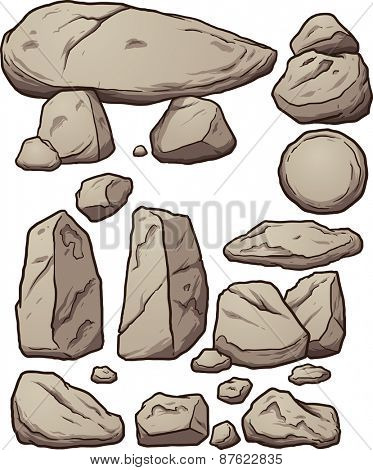 Cartoon boulders. Vector clip art illustration with simple gradients. Each element on a separate layer. 