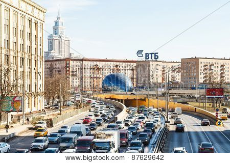 Urban Traffic On Leningradskoye Highway In Spring