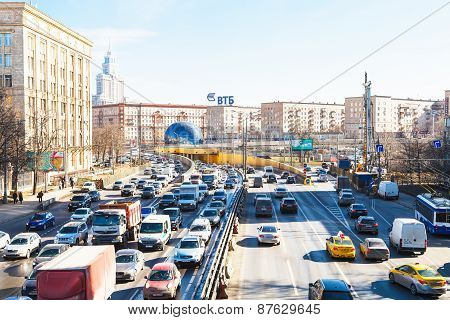 Urban Traffic On Leningradskoye Shosse In Spring