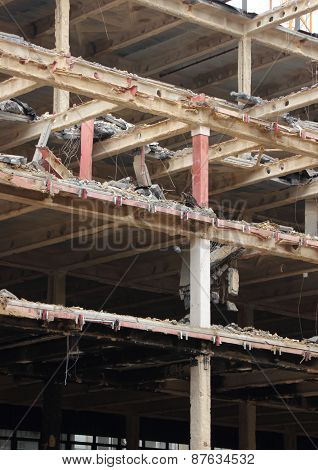 Demolition Of Business Building With Open Removed Facade