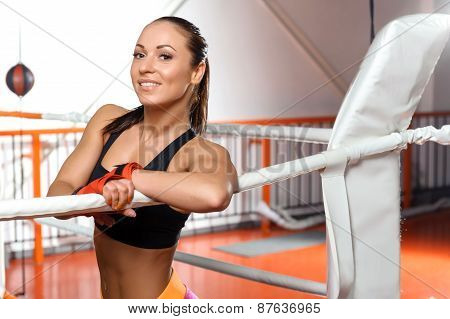 Sportswoman in a boxing ring
