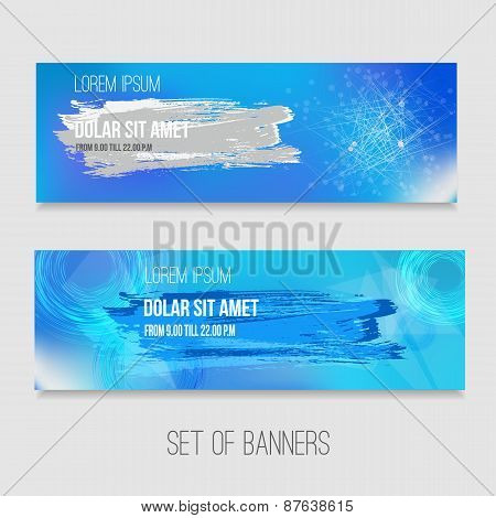 Vector set of abstract technology banners with modern background. EPS10