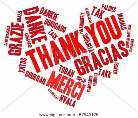 Heart Shaped Thank You Word Cloud