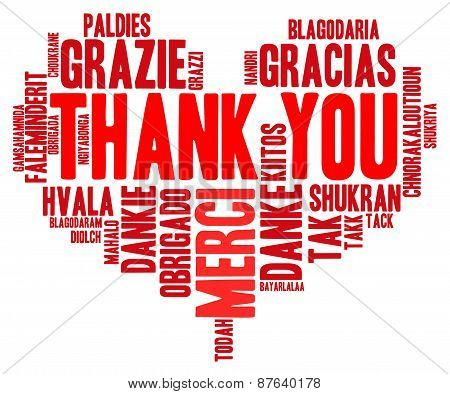 Heart Shaped Thank You Word Cloud