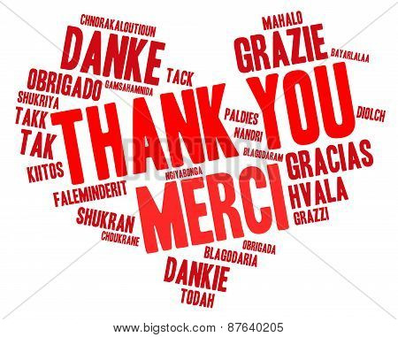 Heart Shaped Thank You Word Cloud