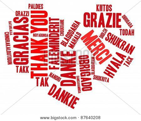 Heart Shaped Thank You Word Cloud