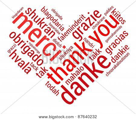 Heart Shaped Thank You Word Cloud