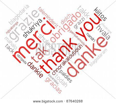 Heart Shaped Thank You Word Cloud