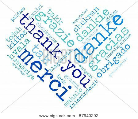 Heart Shaped Thank You Word Cloud