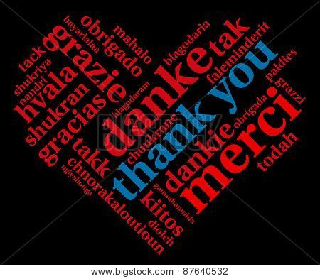 Heart Shaped Thank You Word Cloud