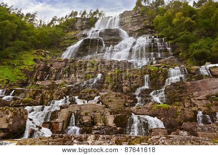 Tvinde fossen Waterfall - Voss Norway - nature and travel background