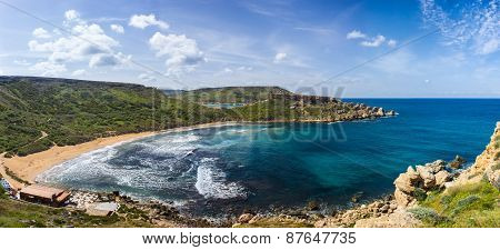 Blue Sea Of The Island Of Gozo In Malta