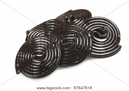 Liqorice wheels candies