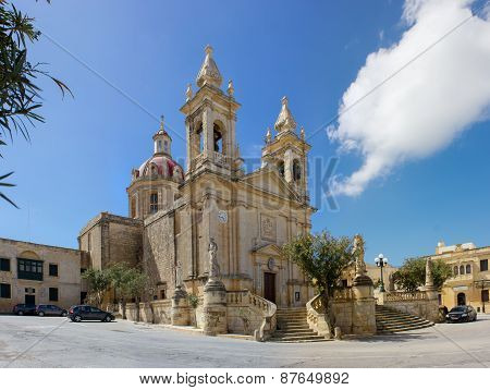Main Church Of Sannat In Gozo, Malta