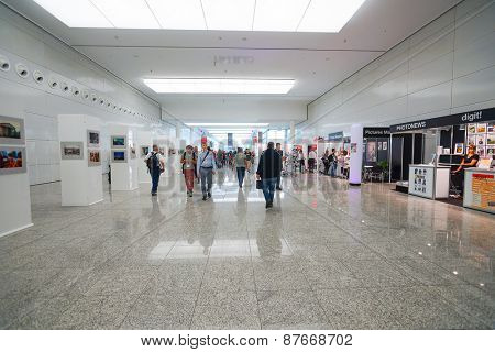 COLOGNE, GERMANY - SEPTEMBER 19, 2014: Photokina Exhibition interior. The Photokina is the world's largest trade fair for the photographic and imaging industries