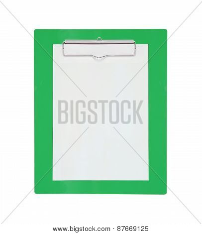 Clipboard With Blank Paper Isolated On White