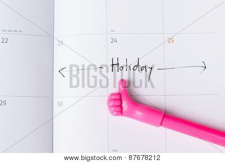 Holiday Day Marked On The Calendar With Concede A Symbol.