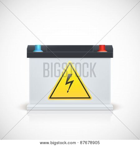 Car battery, front view.