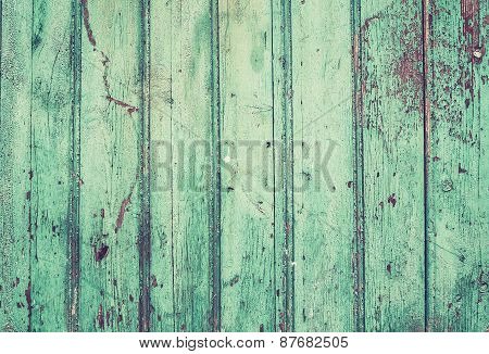 Old Rustic Painted Cracky Green Wooden Texture