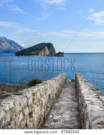 The View Over Saint Nikolas Island And The Adriatic Sea From The