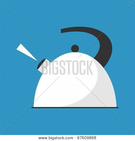 Boiling Kettle Flat Vector.