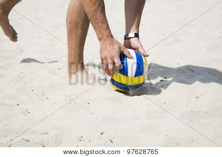 Beach Volley Net On A Sandy Beach